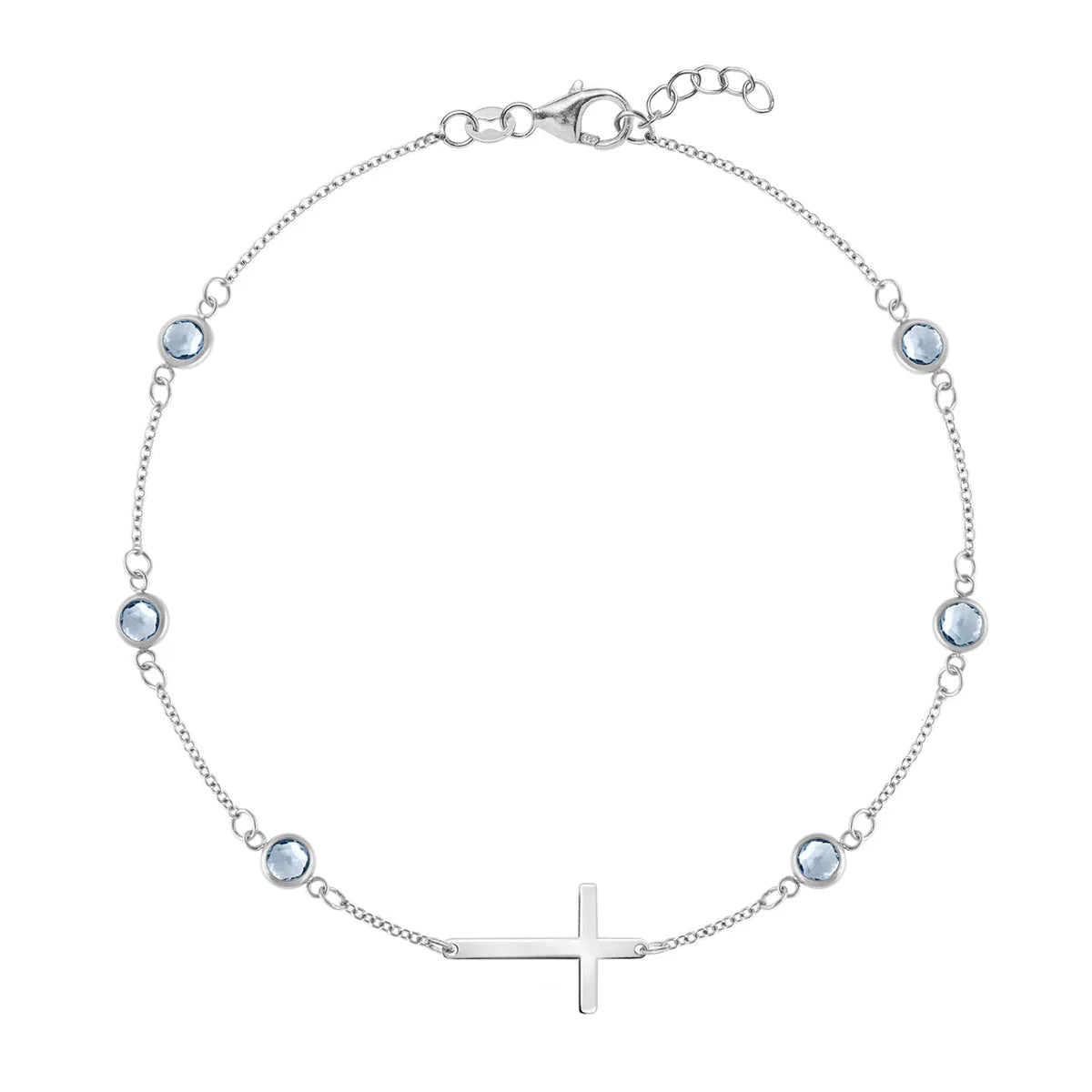 1.50 TCW Round Cut Cross Moissanite March Birthstone Bracelet