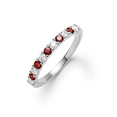 1.30TCW Round Garnet Moissanite January Birthstone Wedding Band