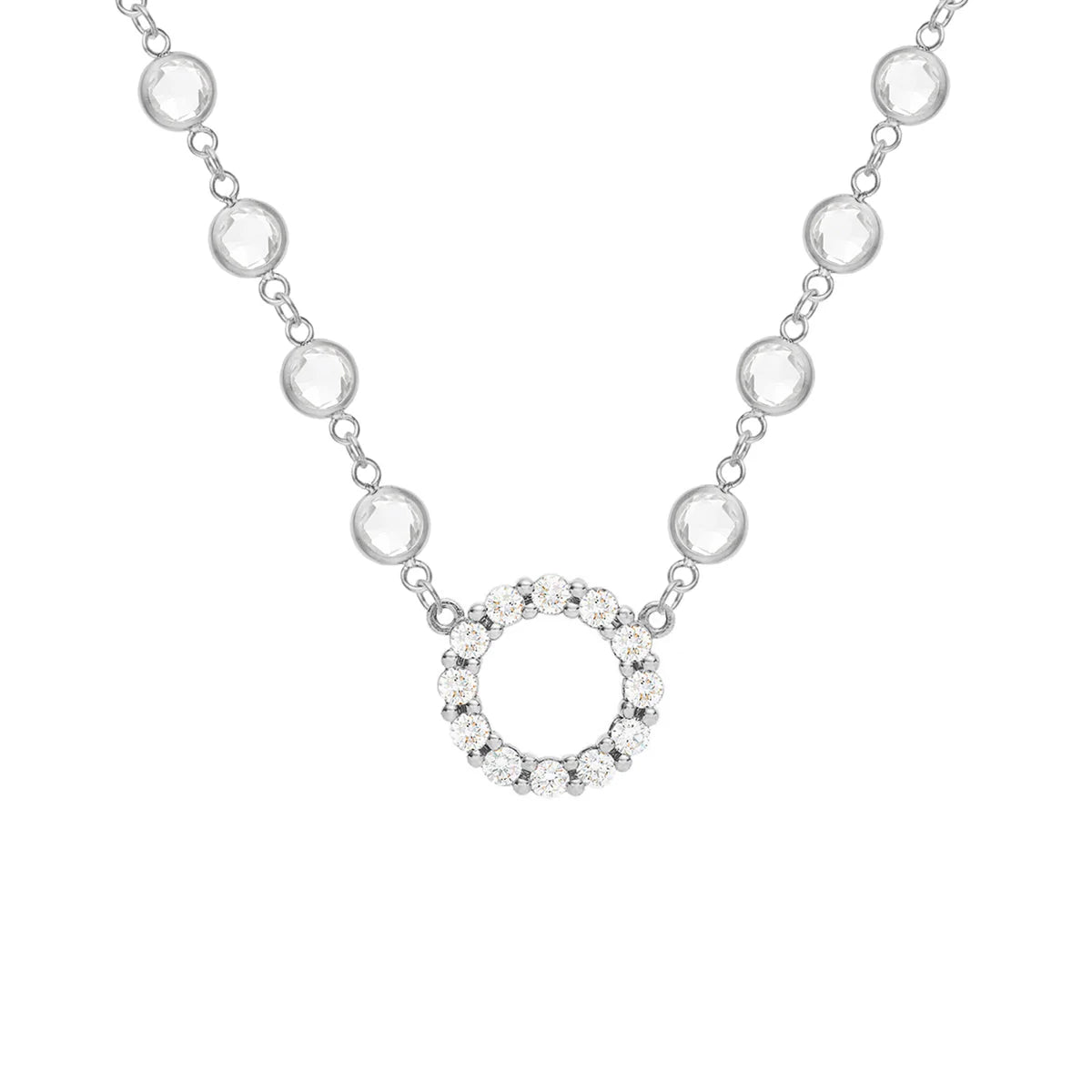10.18TCW Round Diamond Open Circle Moissanite April Birthstone Necklace