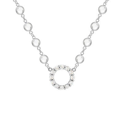 10.18TCW Round Diamond Open Circle Moissanite April Birthstone Necklace
