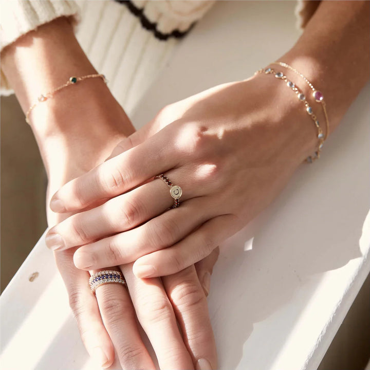 1.0TCW Round Cut Customized Moissanite January Birthstone Engagement Ring