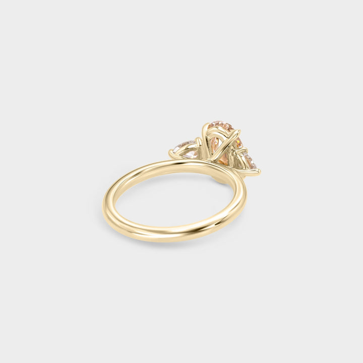 1.50CT Champagne Oval Cut Three Stone Lab Grown Engagement Ring