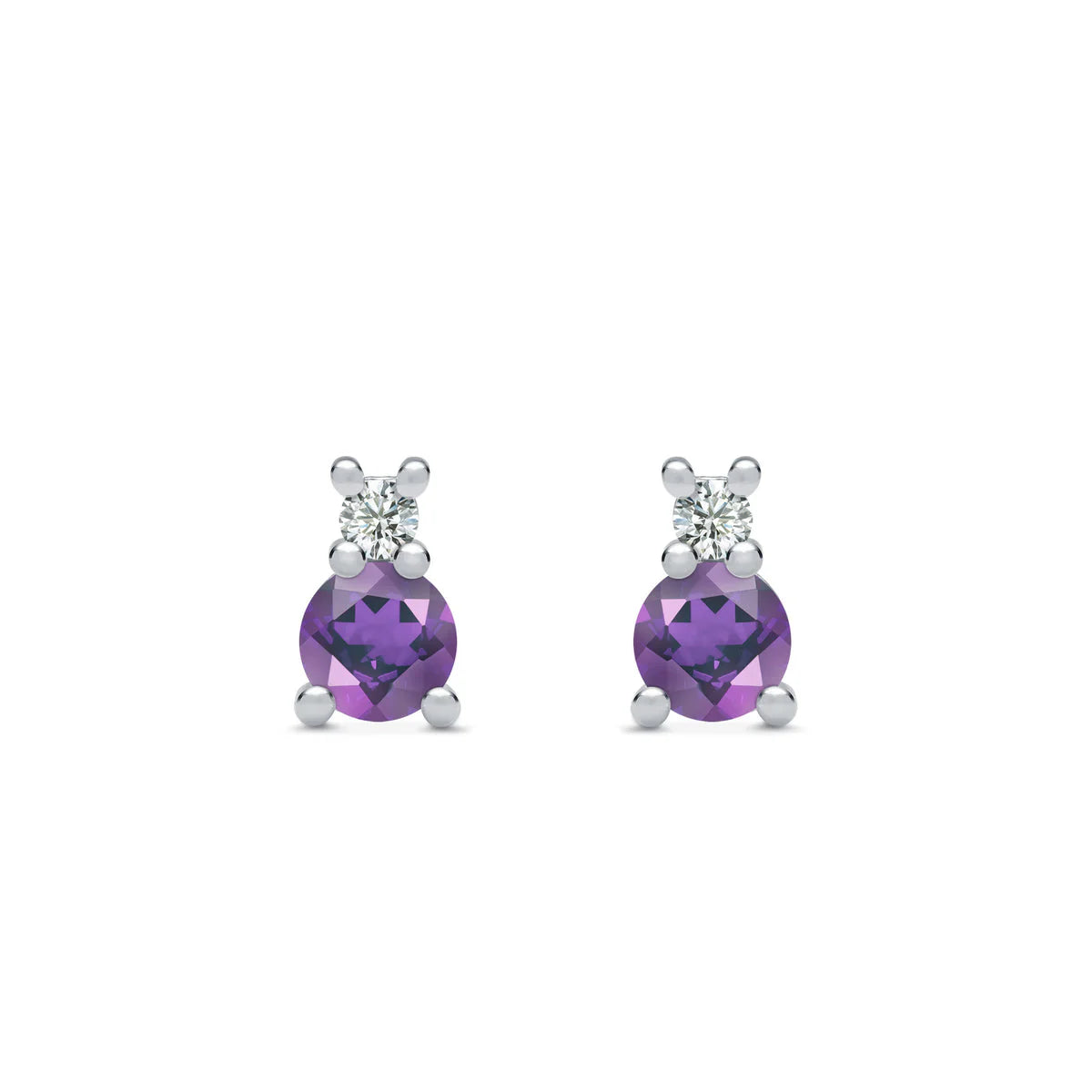 0.80TCW Round Amethyst Moissanite February Birthstone Stud Earrings