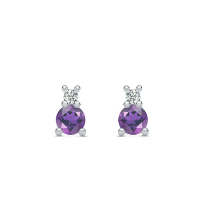 0.80TCW Round Amethyst Moissanite February Birthstone Stud Earrings
