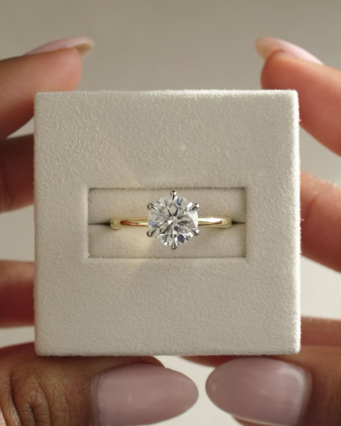 1.0 CT Round Brilliant Hidden Halo Moissanite Engagement Ring
