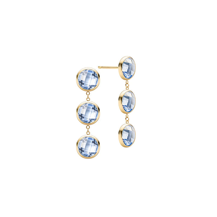 2.70 TCW Round Aquamarine Moissanite March Birthstone Dangle Earrings