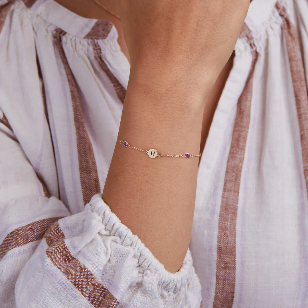 1.0TCW Round Cut Customized Moissanite February Birthstone Bracelet