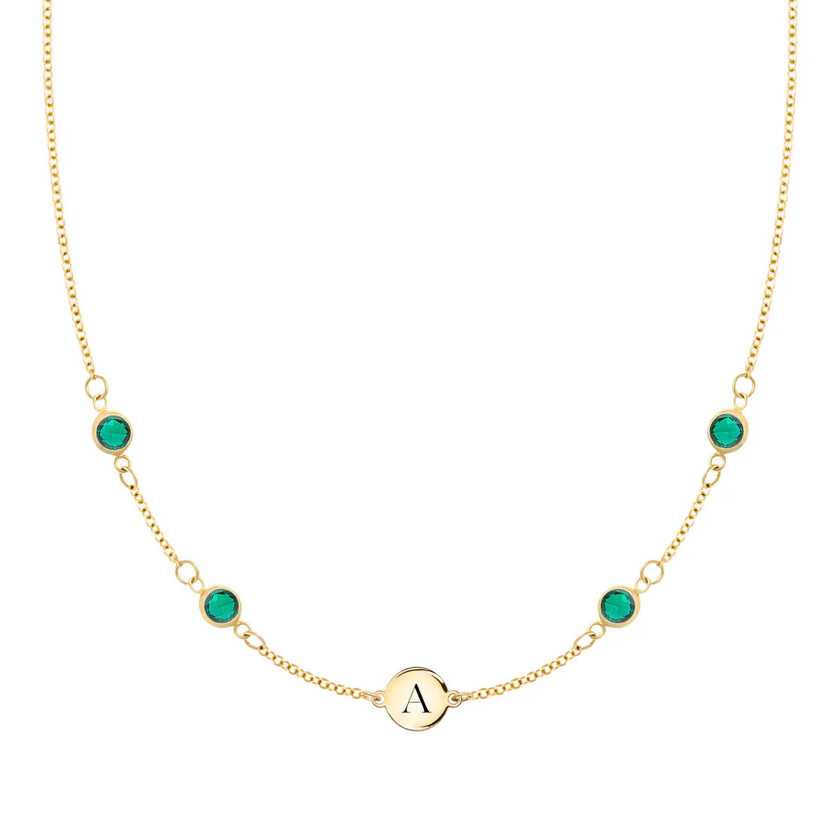 1.0TCW Round Cut Customized Moissanite May Birthstone Necklace