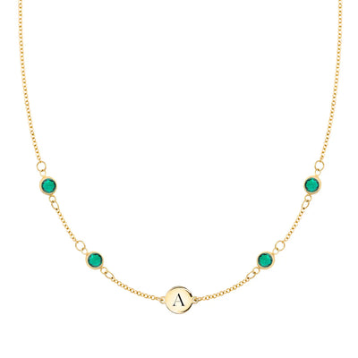 1.0TCW Round Cut Customized Moissanite May Birthstone Necklace