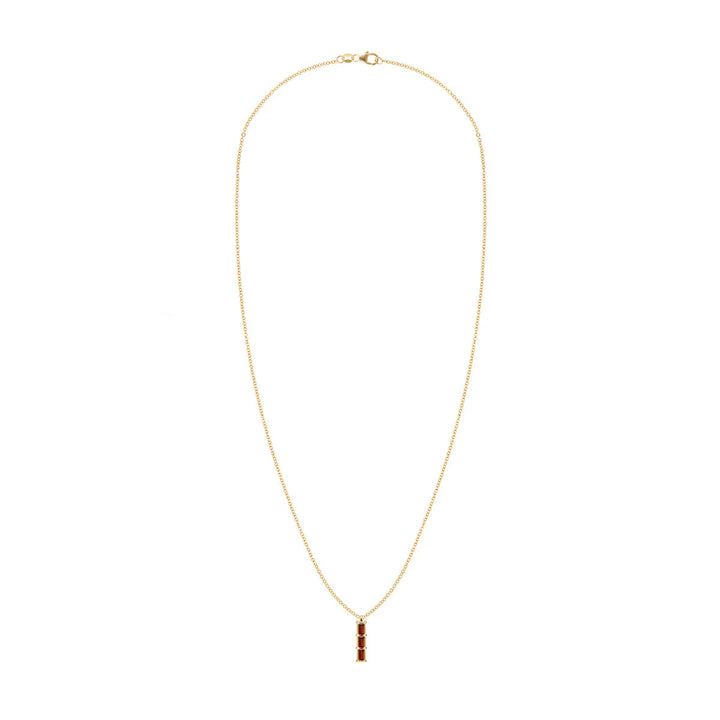 0.50 TCW Baguette Cut Red Garnet Moissanite Necklace-January Birthstone