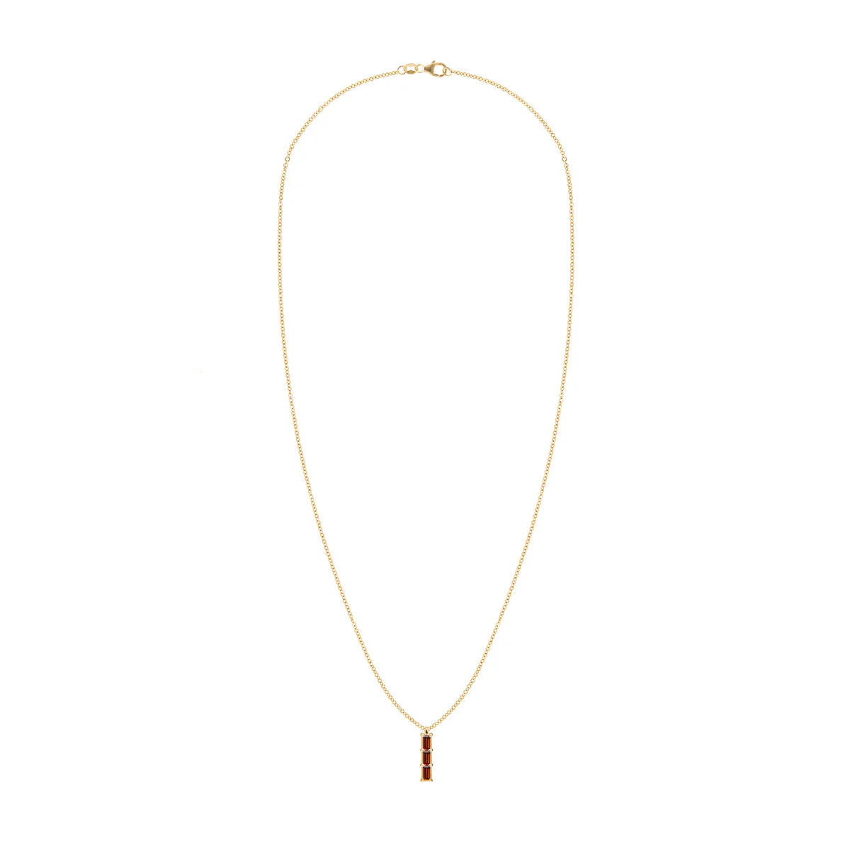 0.50 TCW Baguette Cut Red Garnet Moissanite Necklace-January Birthstone