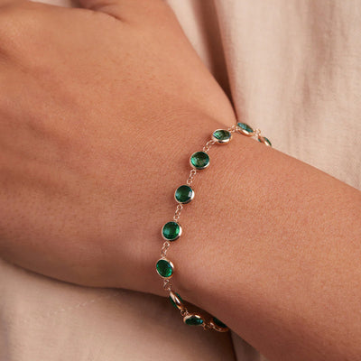 13.44TCW Round Cut Emerald Moissanite May Birthstone Bracelet