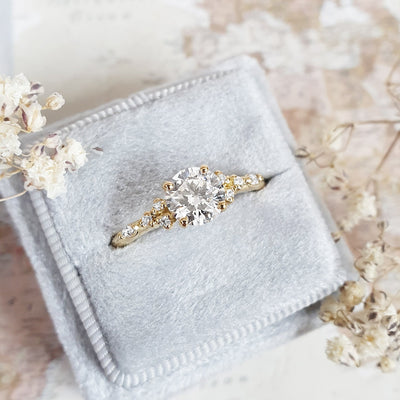 1.0-3.0 CT Round Cluster Lab Grown Diamond Engagement Ring