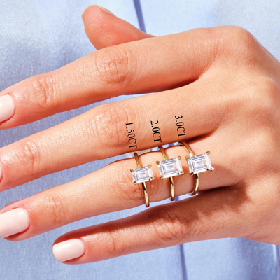 1.50CT Emerald Diamond Solitaire Moissanite Engagement Ring