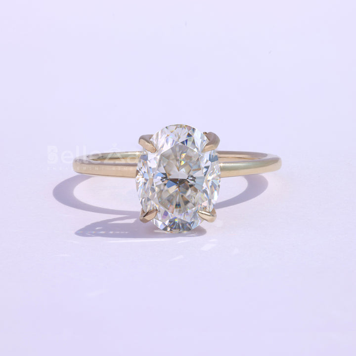 2.0CT Oval Cut Moissanite Hidden Halo Engagement Ring - Ready to ship