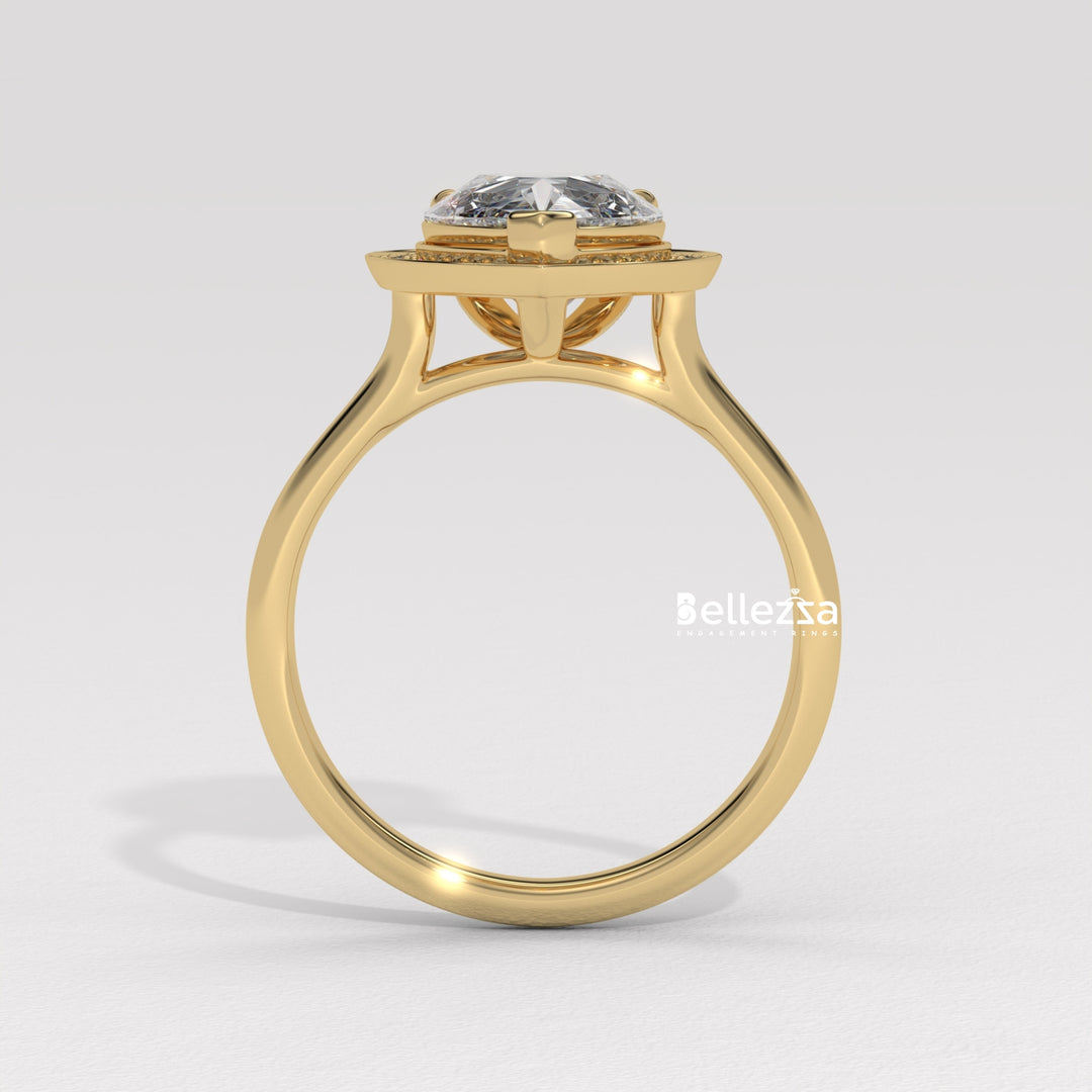 2.0-3.0CT Pear Cut Lab Grown Diamond Halo Setting Engagement Ring