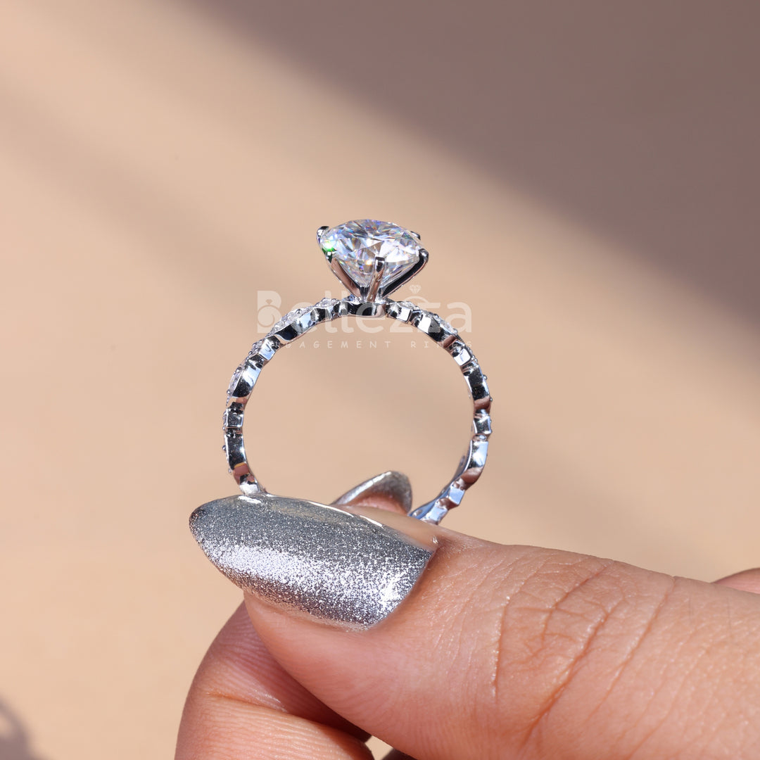 2.0CT Round Cut Vintage Moissanite Engagement Ring - Ready To Ship