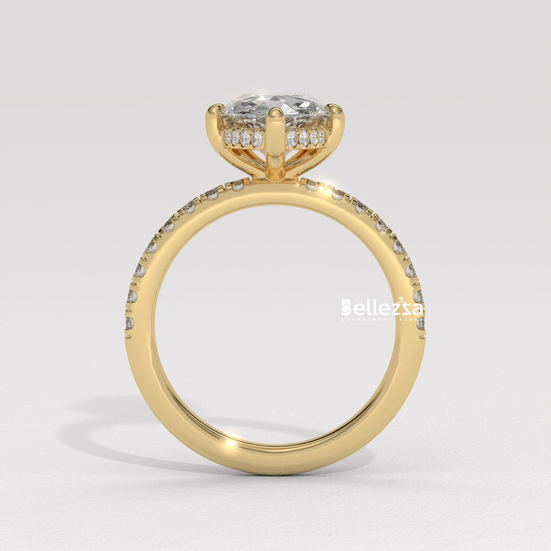 1.50-2.50CT Pear Cut Diamond Pave Setting Lab Grown Engagement Ring