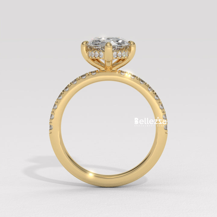 1.50-2.50CT Pear Cut Diamond Pave Setting Lab Grown Engagement Ring