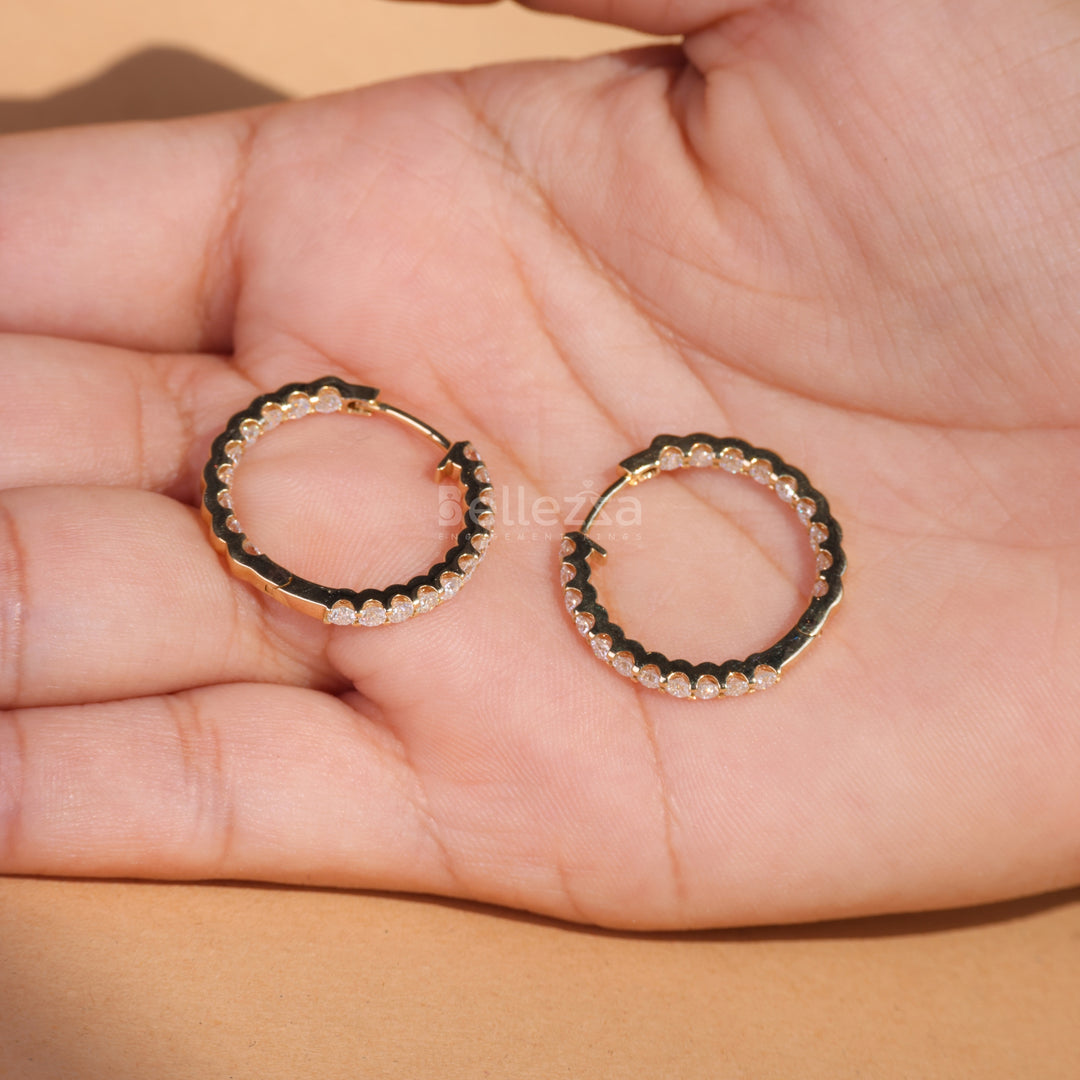 2.40TCW Round Diamond Moissanite Hoop Earrings - Ready To Ship