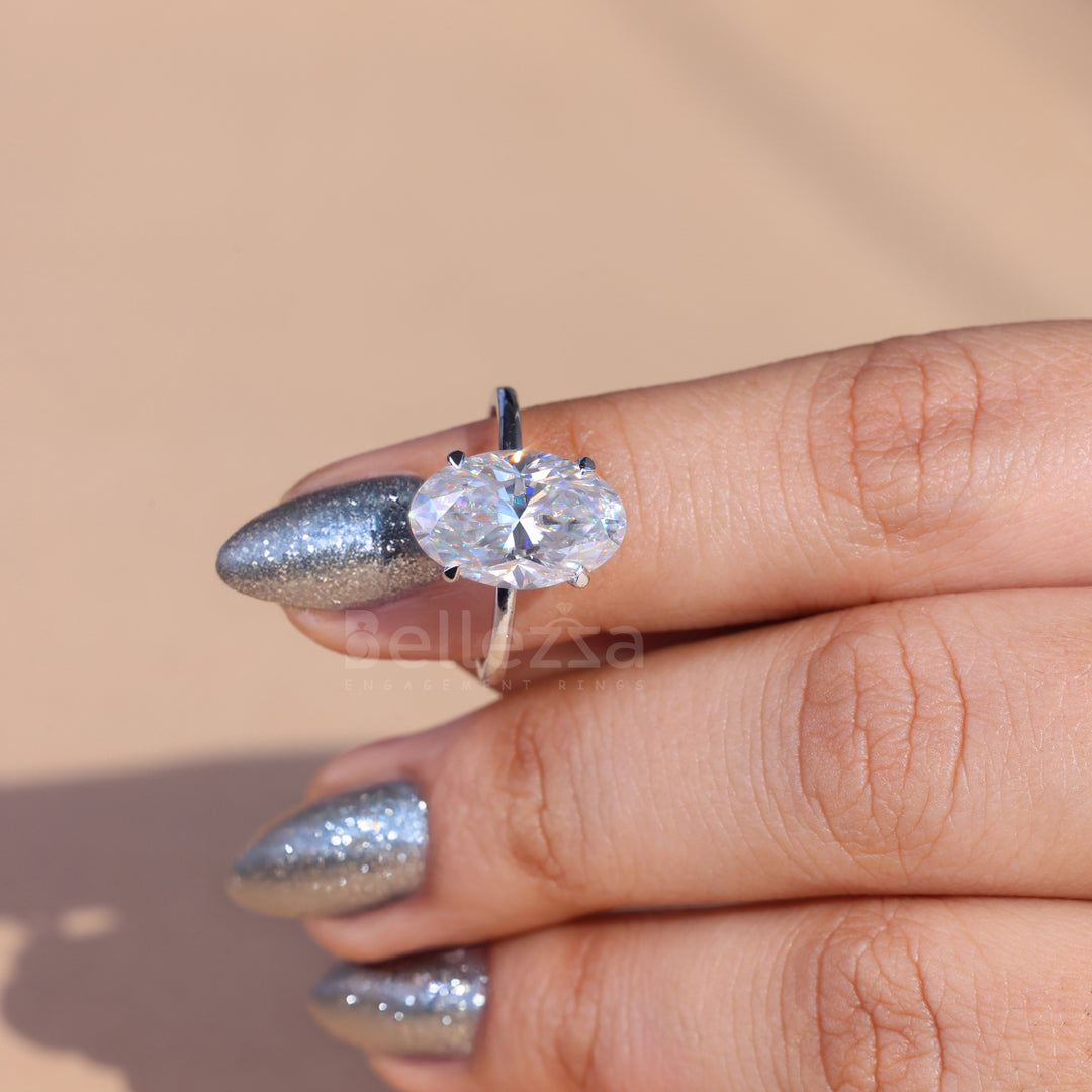 5.50CT Oval Cut Moissanite Hidden Halo Engagement Ring - Ready to ship
