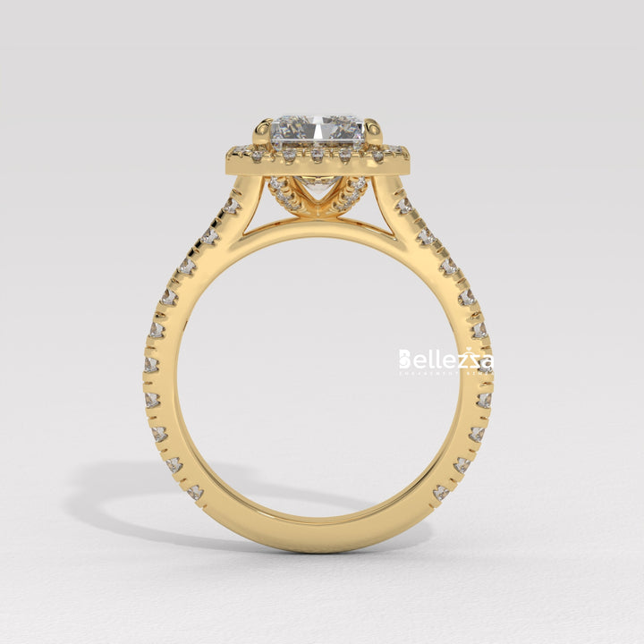 1.50-2.50CT Radiant Cut Lab Grown Diamond Halo Setting Engagement Ring