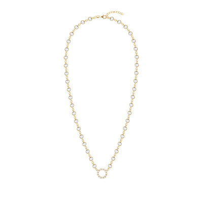 10.18TCW Round Diamond Open Circle Moissanite April Birthstone Necklace