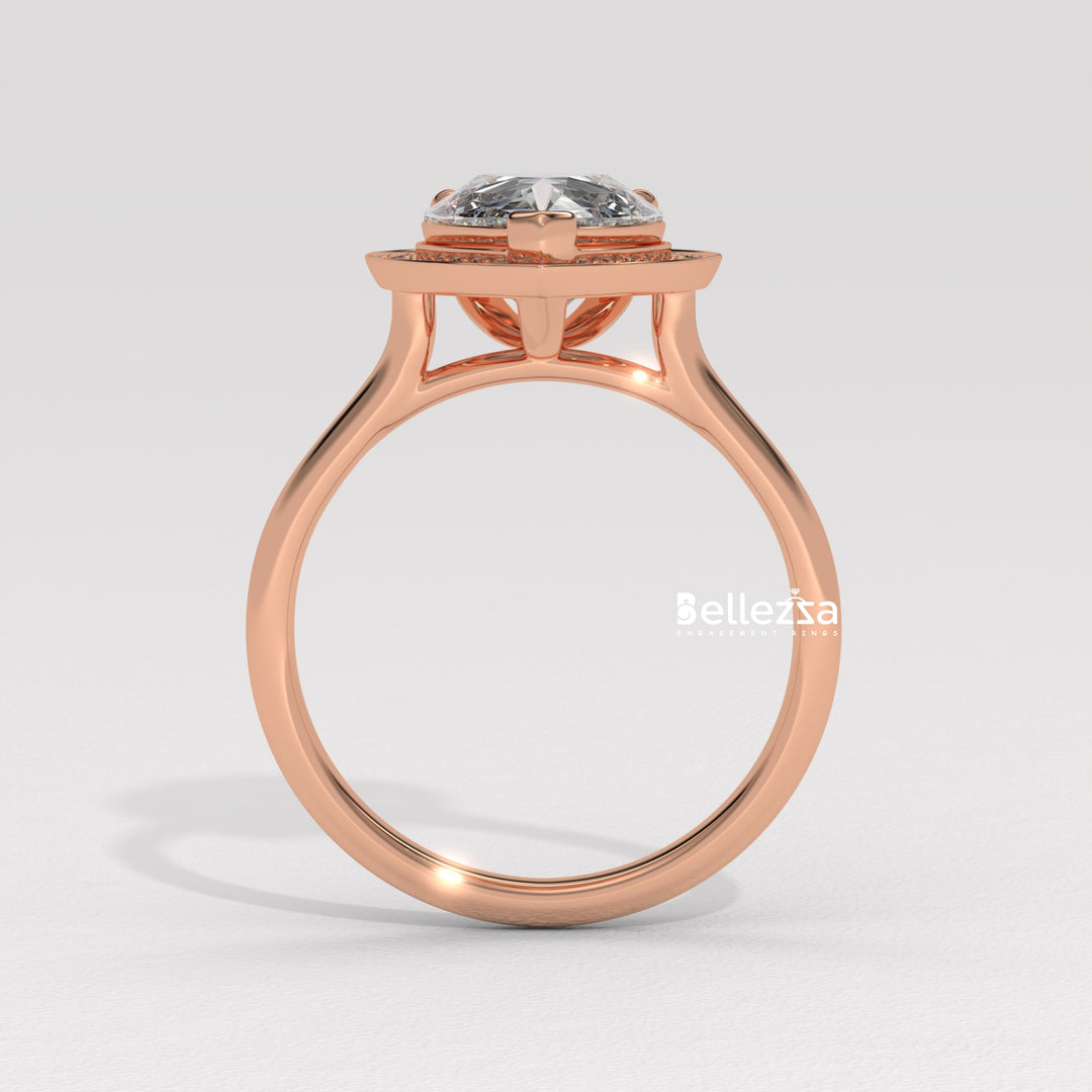 2.0-3.0CT Pear Cut Lab Grown Diamond Halo Setting Engagement Ring