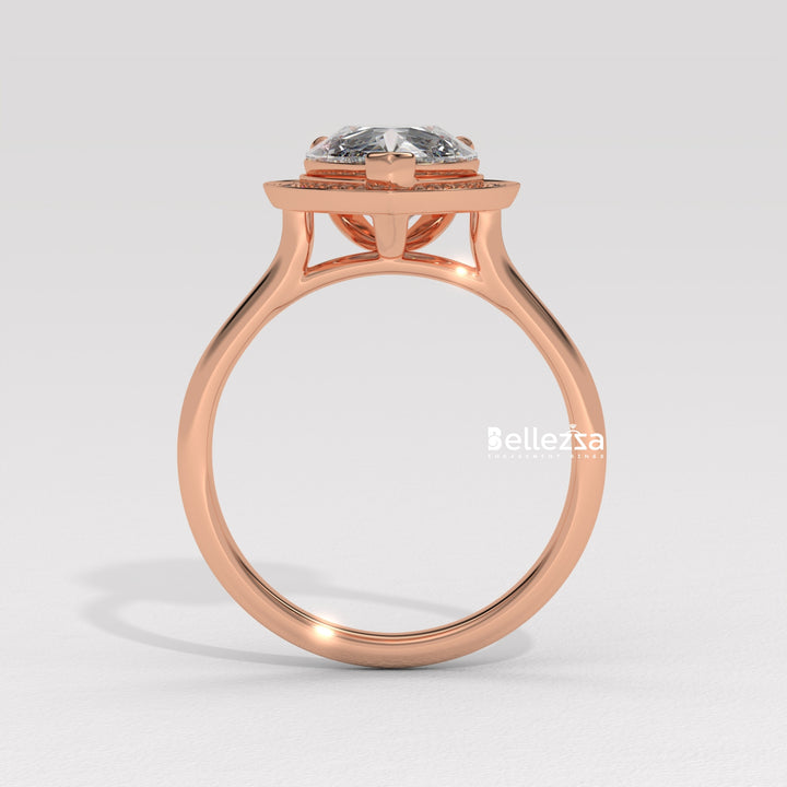 2.0-3.0CT Pear Cut Lab Grown Diamond Halo Setting Engagement Ring