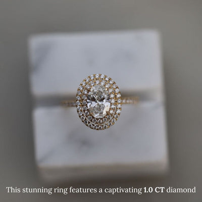 1.0 CT-3.0 CT Oval Double Halo  Lab Grown Diamond Engagement Ring