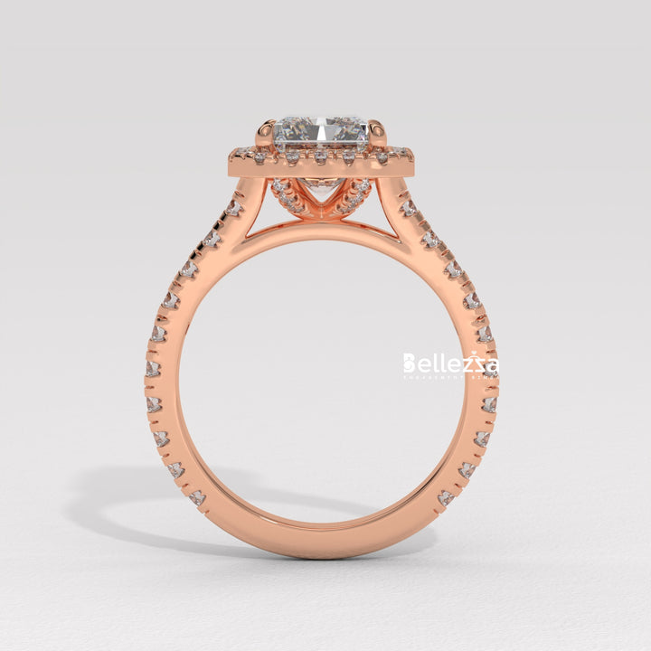 1.50-2.50CT Radiant Cut Lab Grown Diamond Halo Setting Engagement Ring