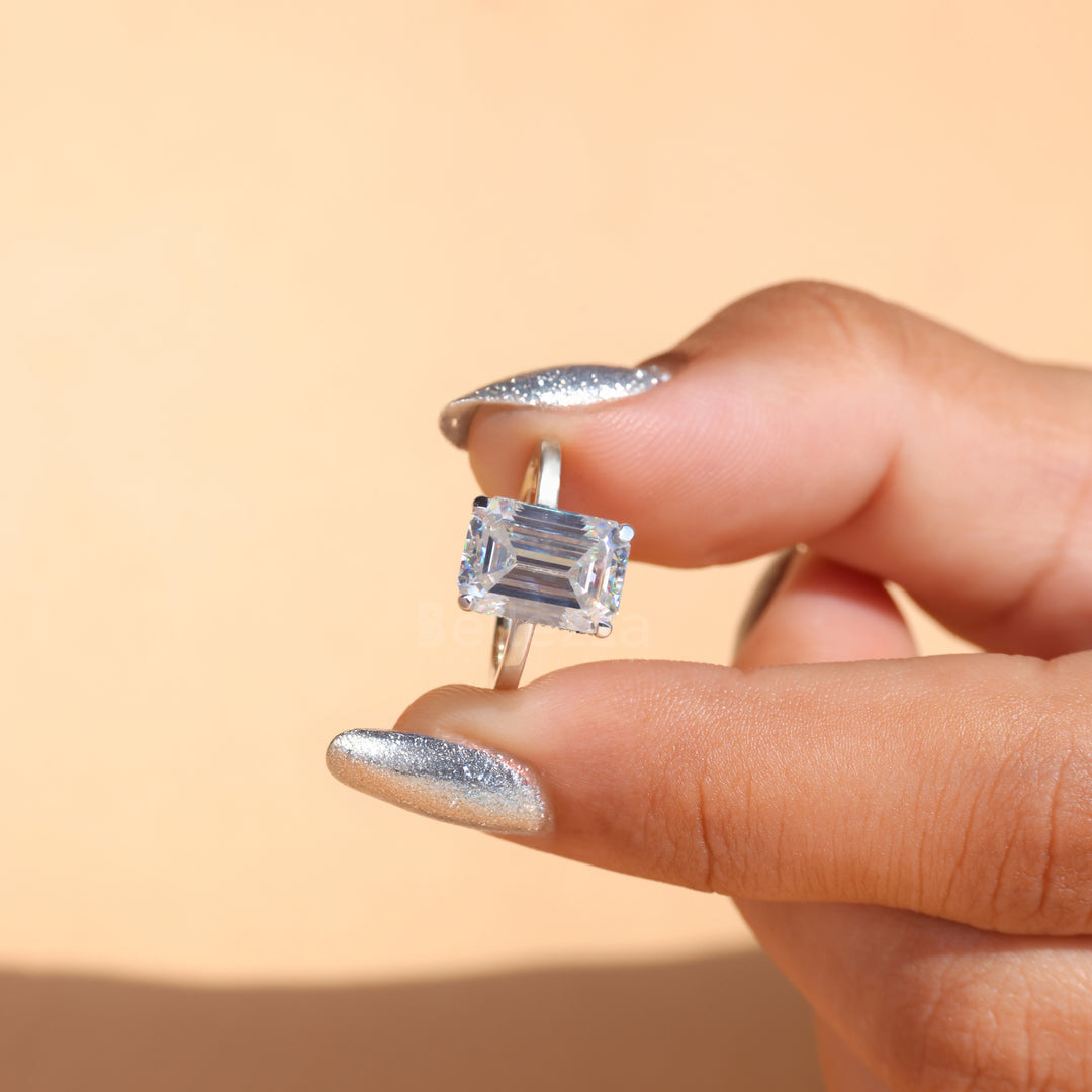 4.0CT Emerald Cut Hidden Halo Engagement Ring - Ready to Ship