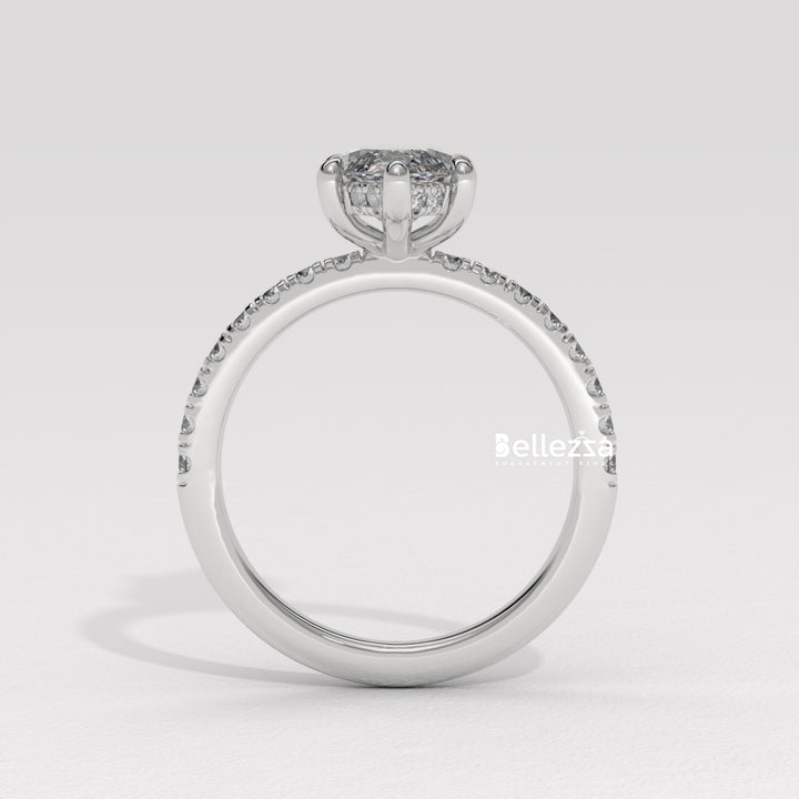 2.50-3.50CT Marquise Cut CVD Diamond Pave Setting Engagement Ring