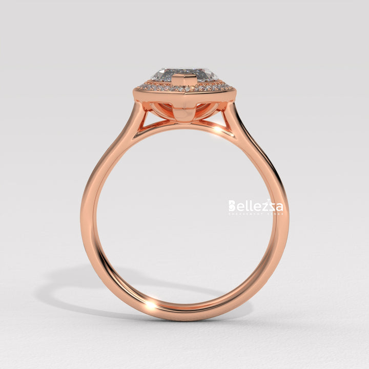 2.0-3.0CT Marquise Cut Halo Pave Setting Lab Grown Engagement Ring