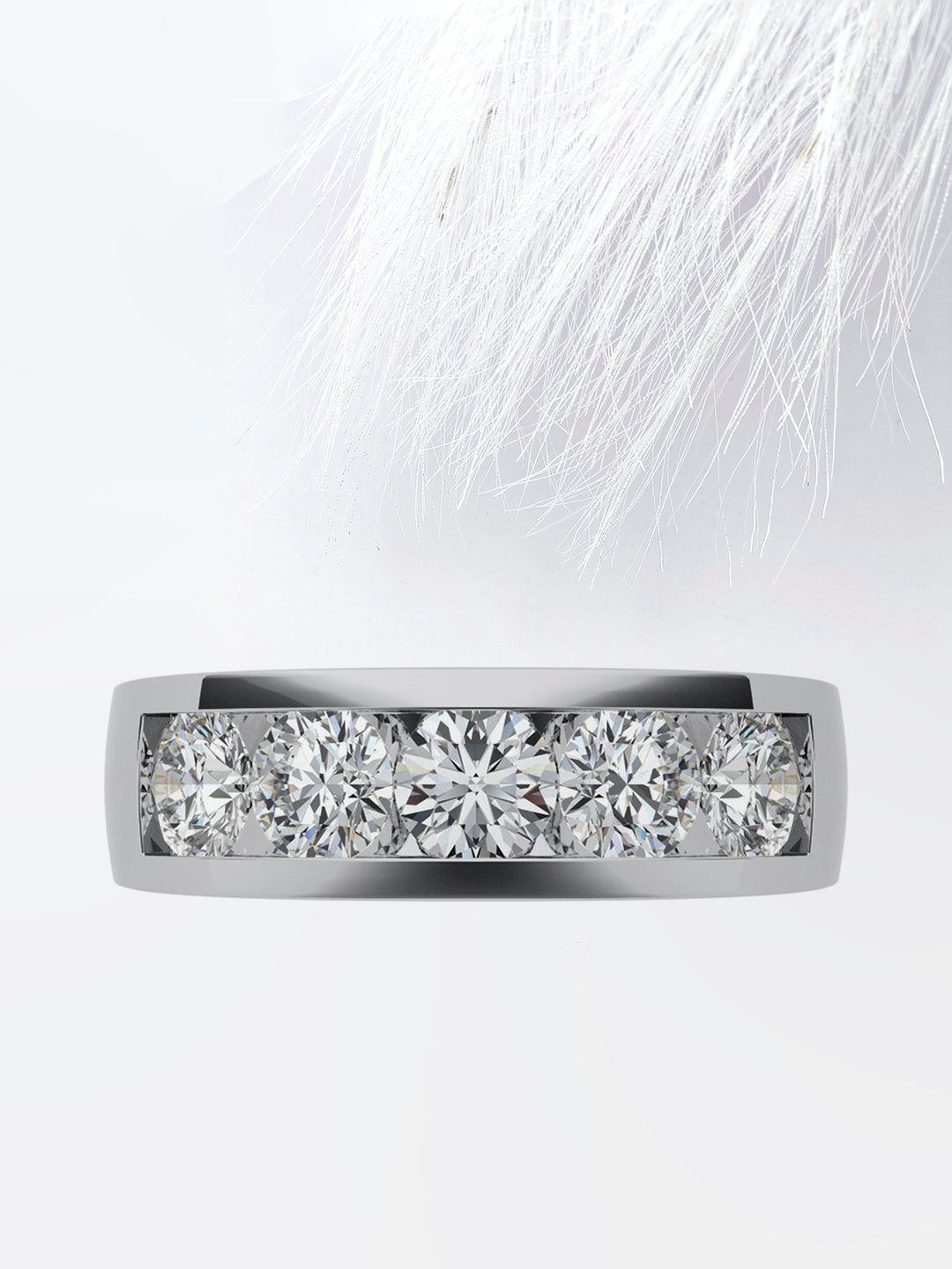 Round Cut Five Stone With Channel Row Moissanite Men's Diamond Wedding Band