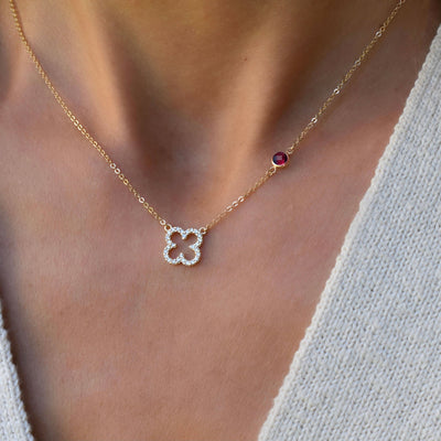 1.93TCW Round Open Floral Moissanite July Birthstone Necklace