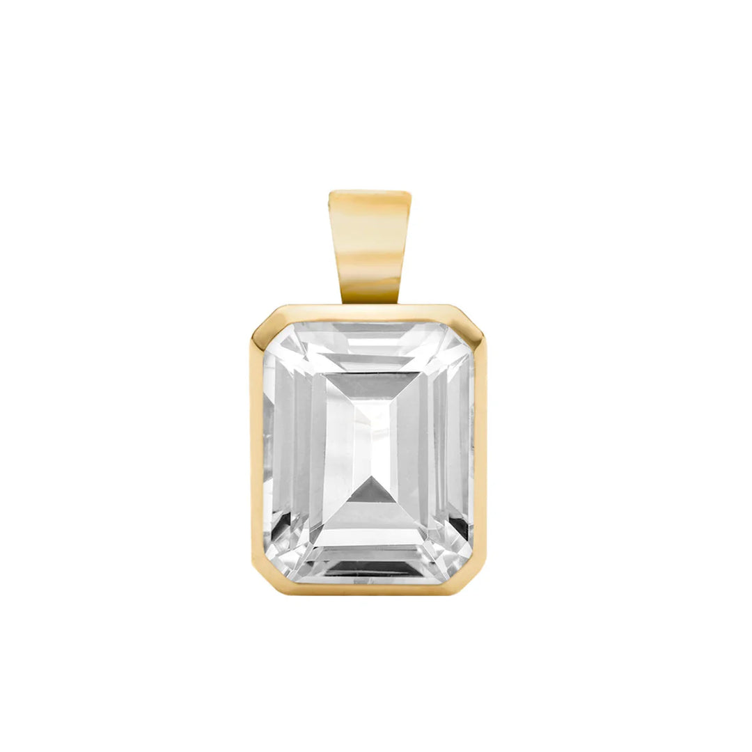 4.0CT Emerald Cut Diamond Moissanite April Birthstone Pendant Necklace