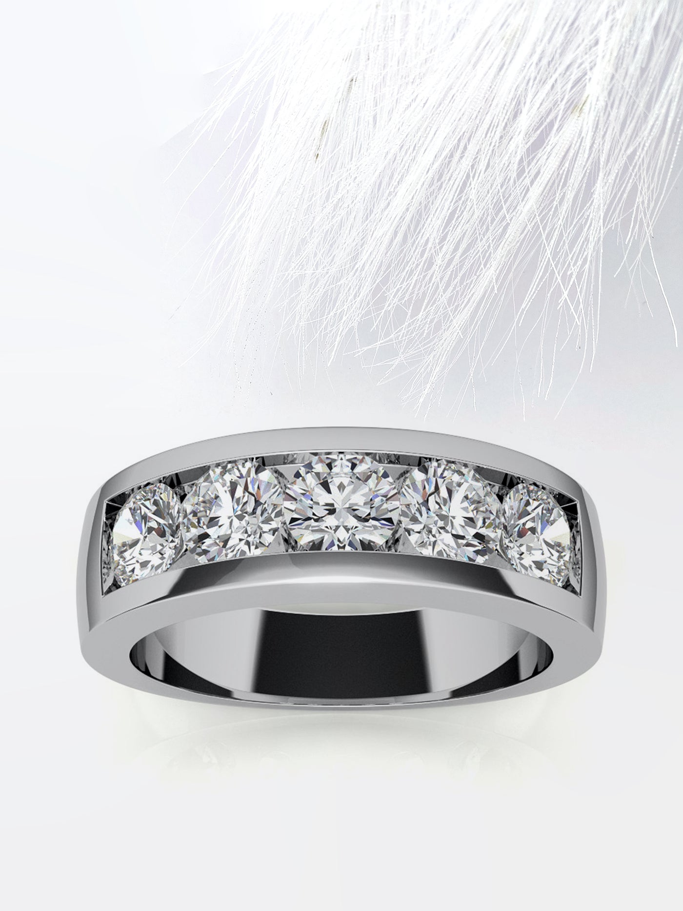 Round Cut Five Stone With Channel Row Moissanite Men's Diamond Wedding Band