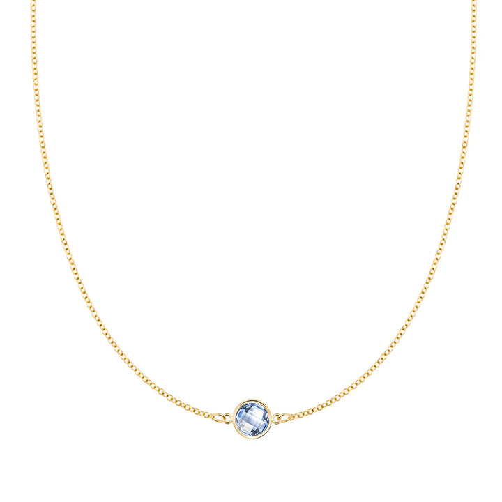 0.90CT Round Solitaire Aquamarine Moissanite March Birthstone Necklace