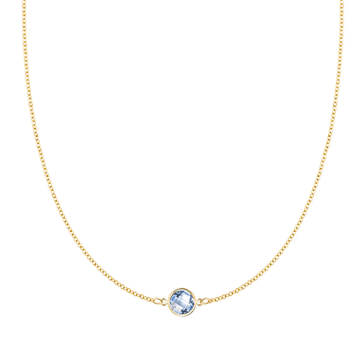 0.90CT Round Solitaire Aquamarine Moissanite March Birthstone Necklace