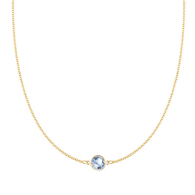 0.90CT Round Solitaire Aquamarine Moissanite March Birthstone Necklace