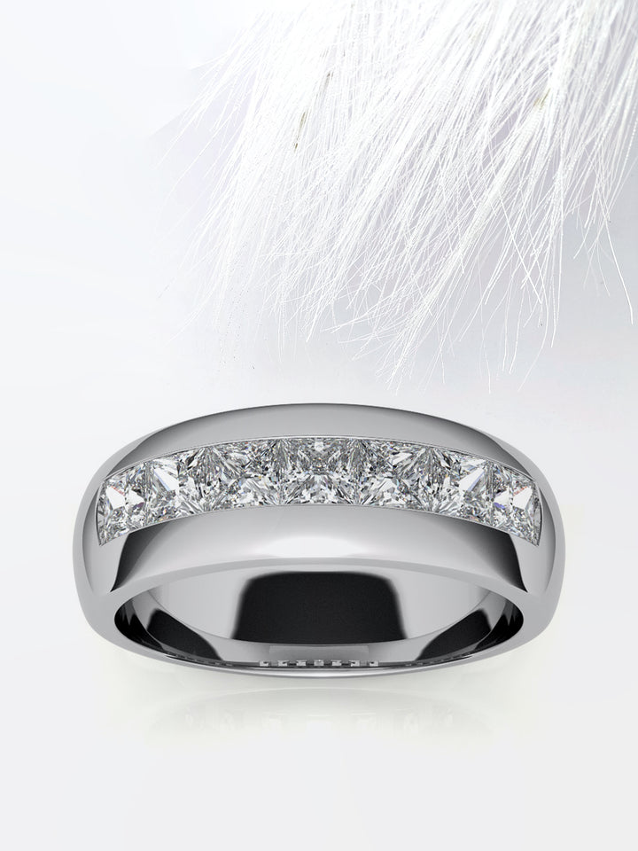 Princess Cut Channel Moissanite Men's Diamond Wedding Band