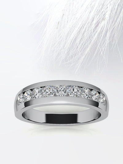 Round Cut Channel Setting Moissanite Men's Diamond Wedding Band