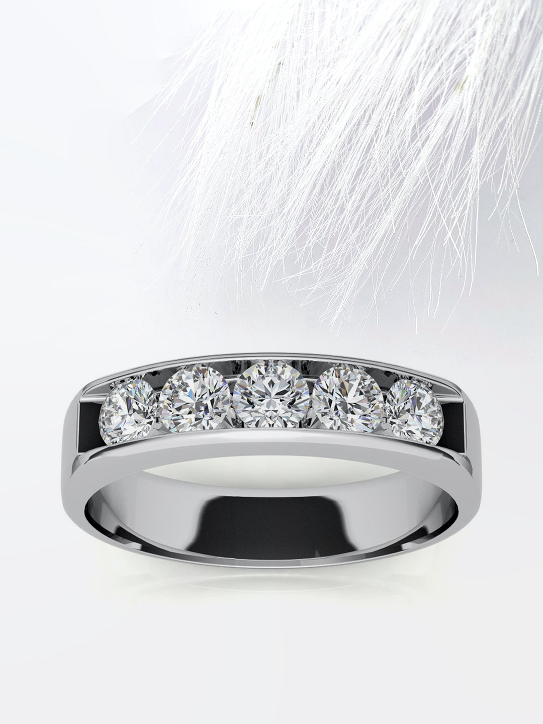 Round Cut Five Stone With Channel Row Moissanite Men's Diamond Wedding Band