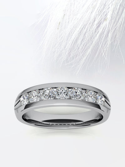 Round Cut Channel Moissanite Men's Diamond Wedding Band