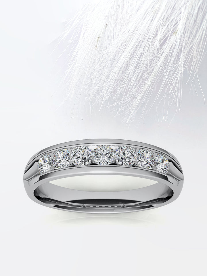 Round Cut Channel Moissanite Men's Diamond Wedding Band  For Woman