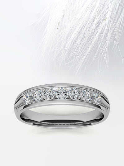 Round Cut Channel Moissanite Men's Diamond Wedding Band  For Woman