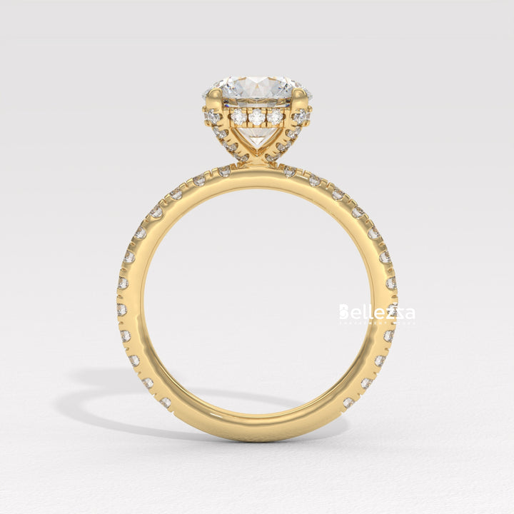 1.50-2.50CT Round Cut Lab Grown Diamond Pave Setting Engagement Ring