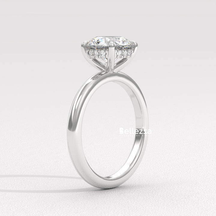 1.0-2.0CT Round Cut Hidden Halo Lab Grown Engagement Ring