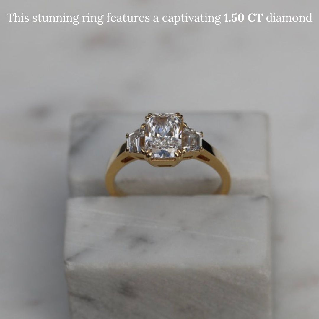 1.50 CT-3.50 CT Radiant 3 Stones  Lab Grown Diamond Engagement Ring